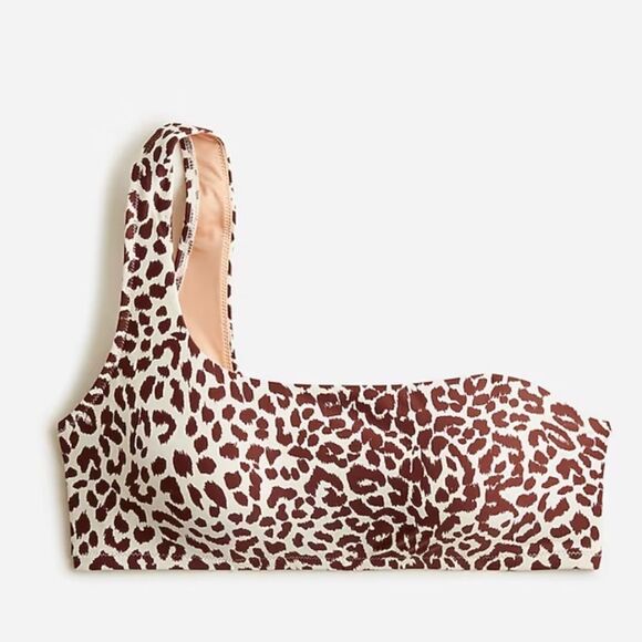 J. Crew One-Shoulder Bikini Top in Leopard Print Size 2X NWT - Picture 1 of 4
